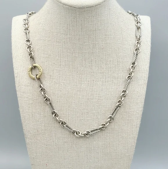 David Yurman Figaro Chain Donut Necklace With Gold - Picture 1 of 1